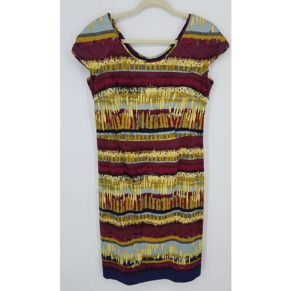Pendleton Abstract Sheath‎ Dress 10 Cotton Cap Sleeves Scoop Neck Southwestern